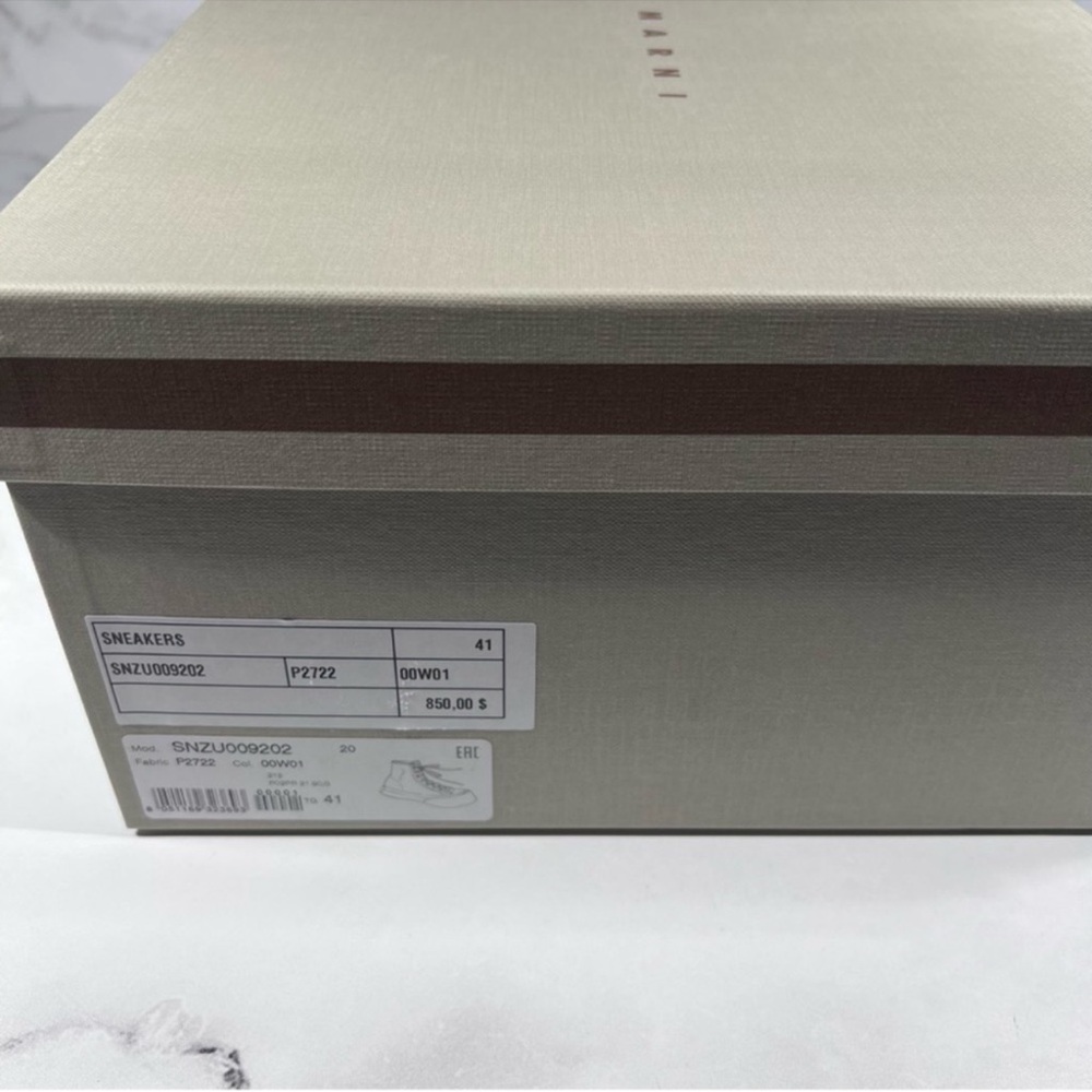 Marni Pablo High Top Logo White Leather Sneakers - Picture 12 of 12